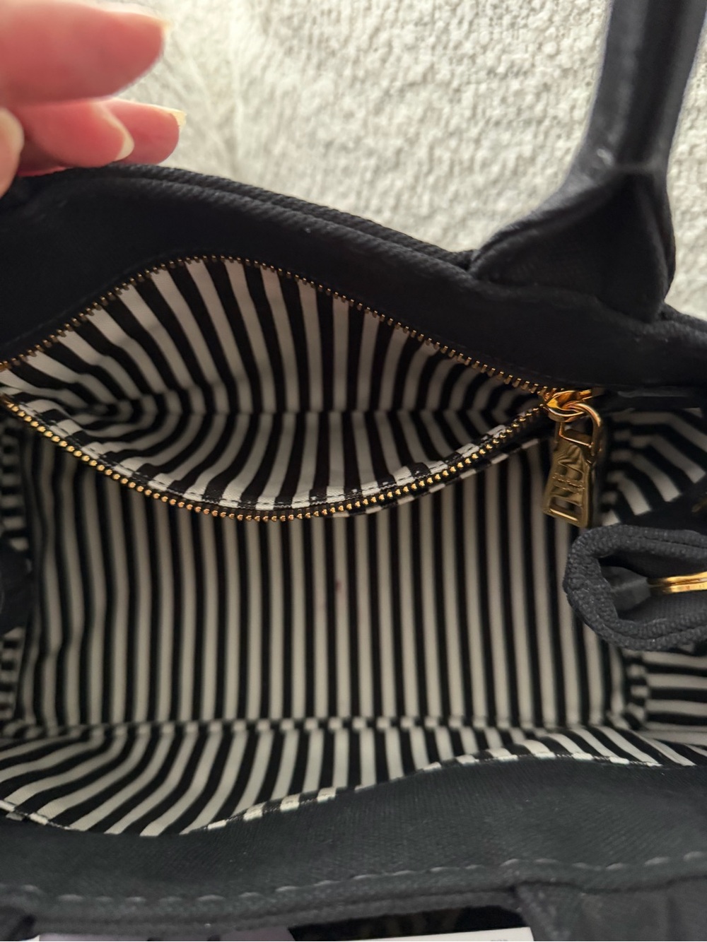 Prada Black Canvas Tote with Gold Logo - Picture 11 of 15